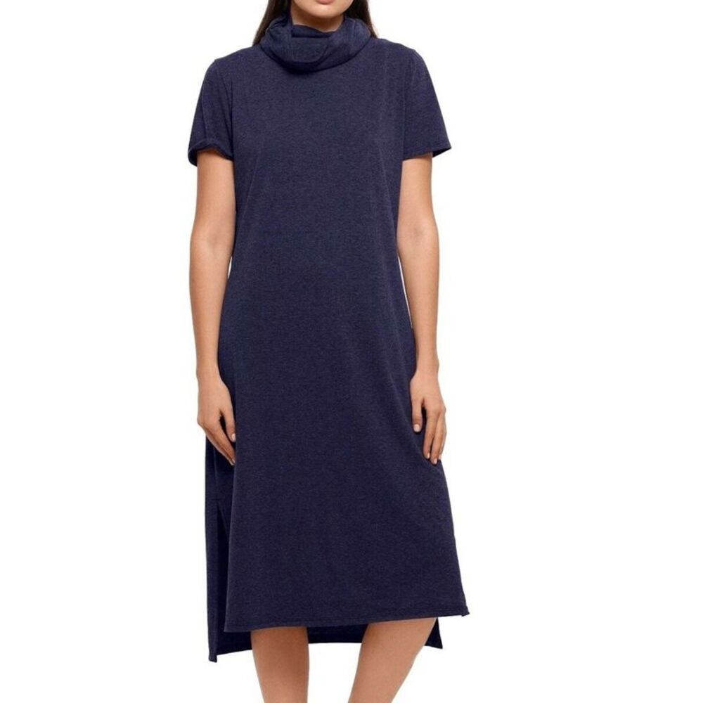 BAM BY BETSY & ADAM Womens Navy Attached Face Mask Short Sleeve Midi Dress S